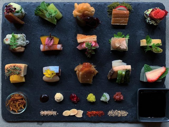 Colorful ingredients arranged on a plate