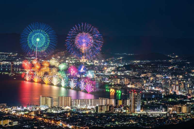 Enjoy the fireworks launching from Lake Biwa