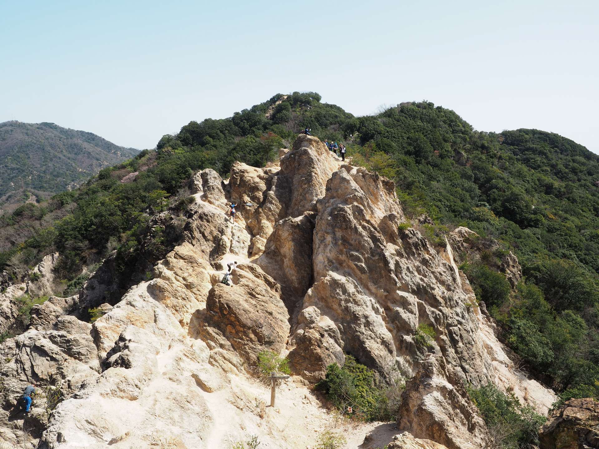 六甲山系の須磨アルプスには「馬の背」と呼ばれる岩稜帯もあり、本格的な登山が楽しめます。