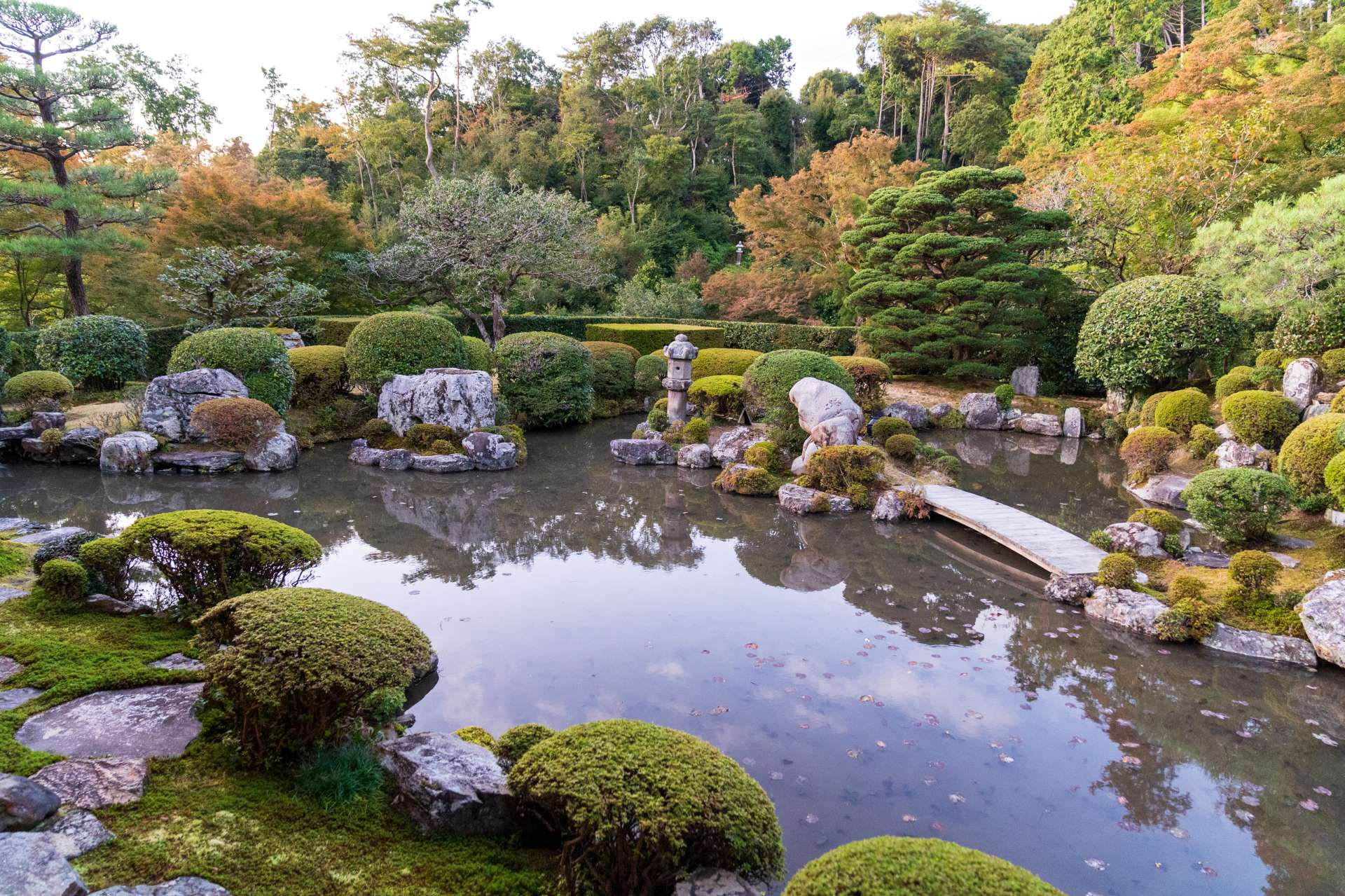 Sitting on the veranda at Jojuin and admiring one of the finest gardens in Japan.