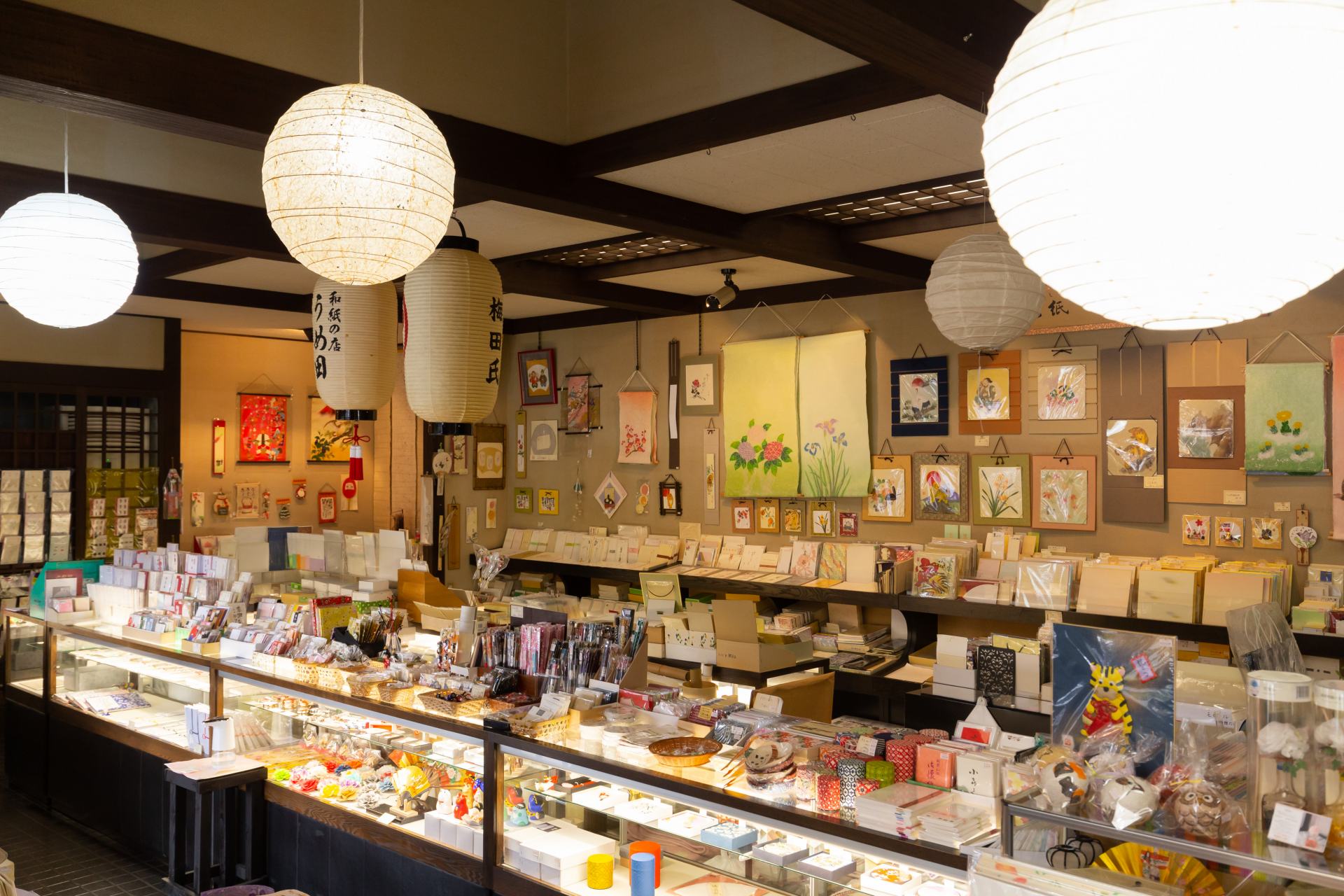 Echizen Washi paper as well as toys and tools derived from it at the Umeda shop.