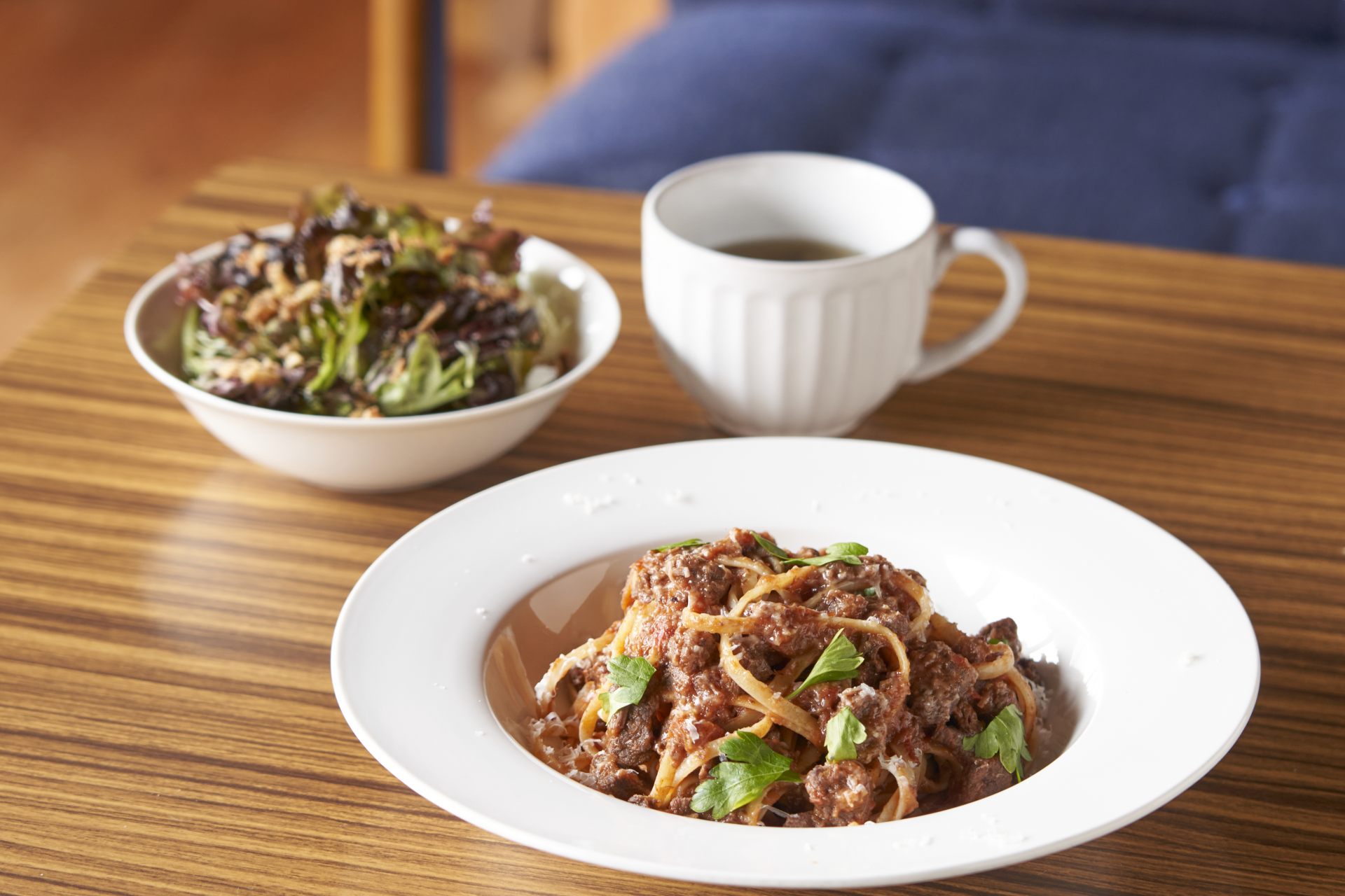 The venison Bolognese set features locally sourced wild game.