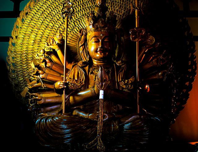 The 32nd temple, Kannonshoji temple, standing statue of thousand eyed and thousand armed Kannon