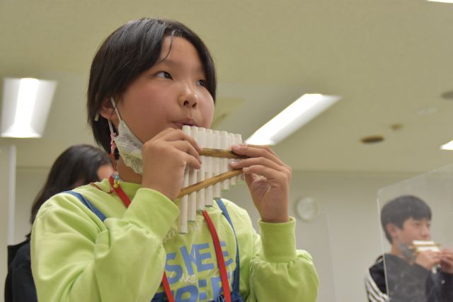 Enjoying a reed flute