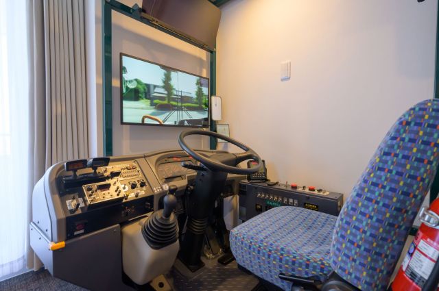 Driver’s seat of the Mie Kotsu-themed room