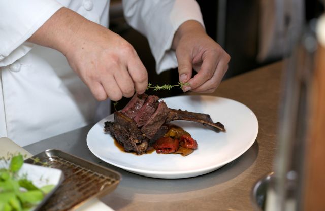 Chef Shinsaku Shiomi preparing venison