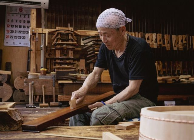 View of a craftsman at work