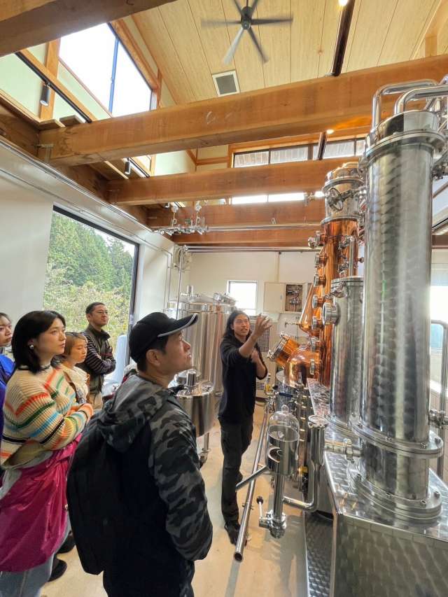 Touring the craft gin distillery. Tastings also available