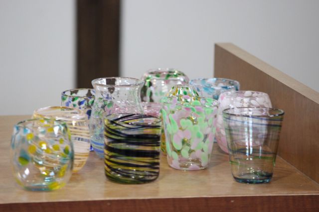 Examples of glass cups made during the activity