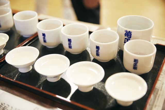 The taste of sake is enhanced by the shape and materials of sake cups.