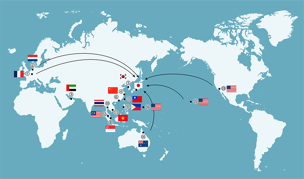 Major direct flights to Kansai International Airport